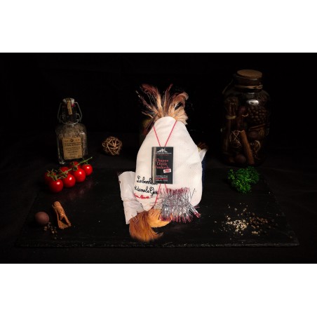 Chapon fermier déplumé à sec